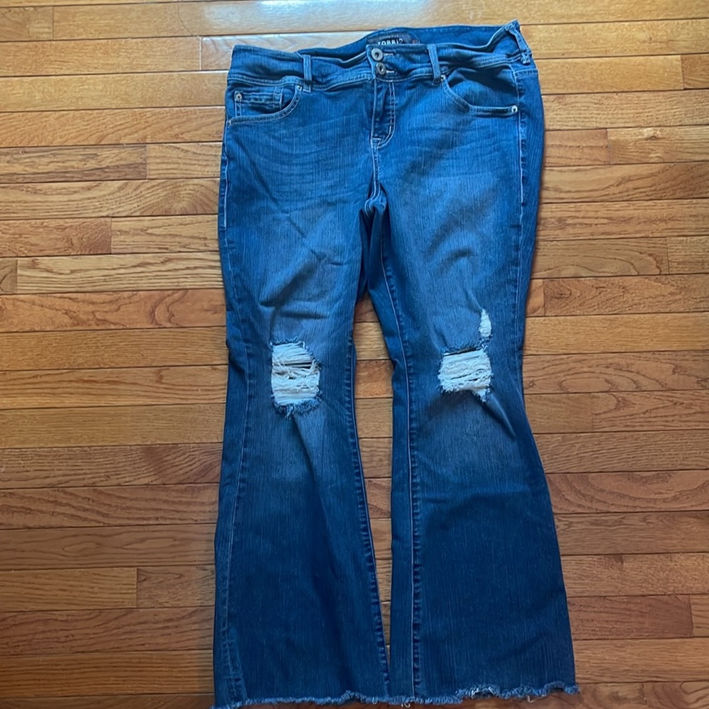 Torrid Premium Distressed Stretch Flare Denim Jeans 16S